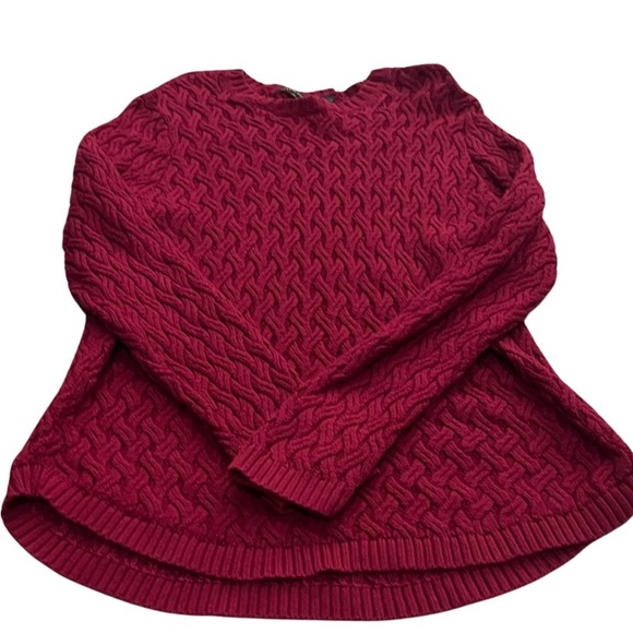 JEANNE PIERRE Sweaters - JEANNE PIERRE Women's Red Cable Knit Curved-Hem Sweater